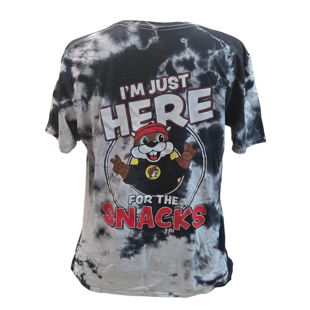 Buc-ee's I'm Just Here For The Snacks Black White Tie Dye T-Shirt Unisex Adult M
